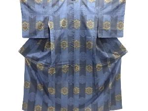 亀甲に華紋織り出し手織り紬着物